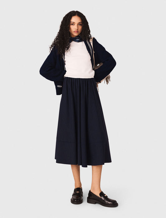 Falda de traje midi de rayas