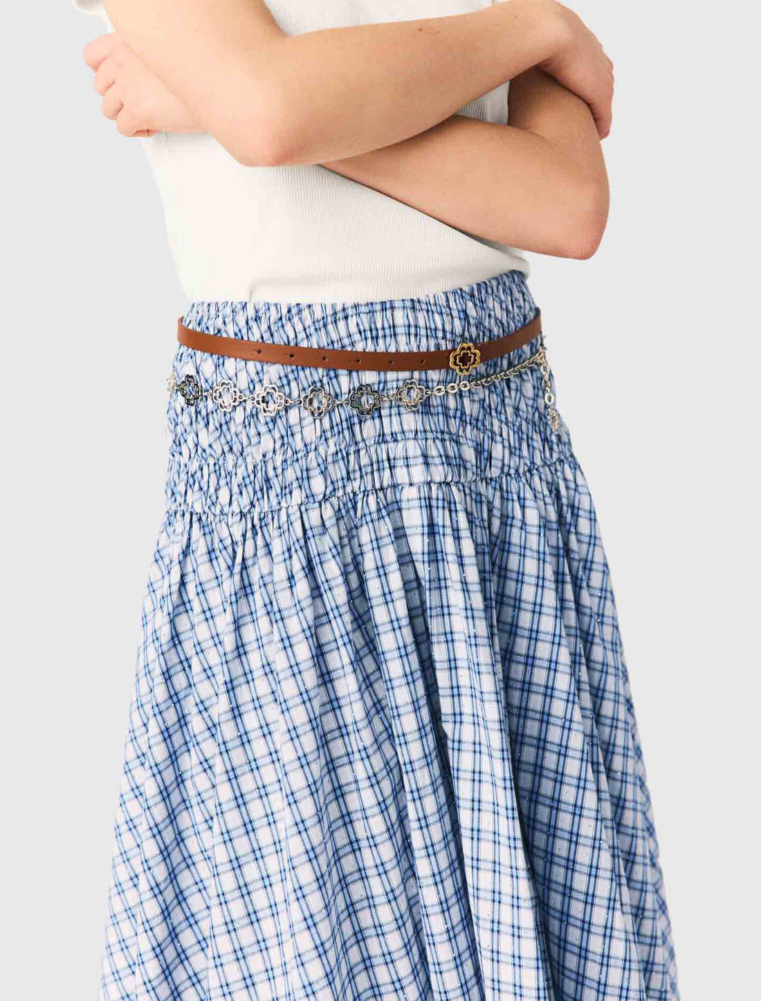 Falda larga de algodón con strass