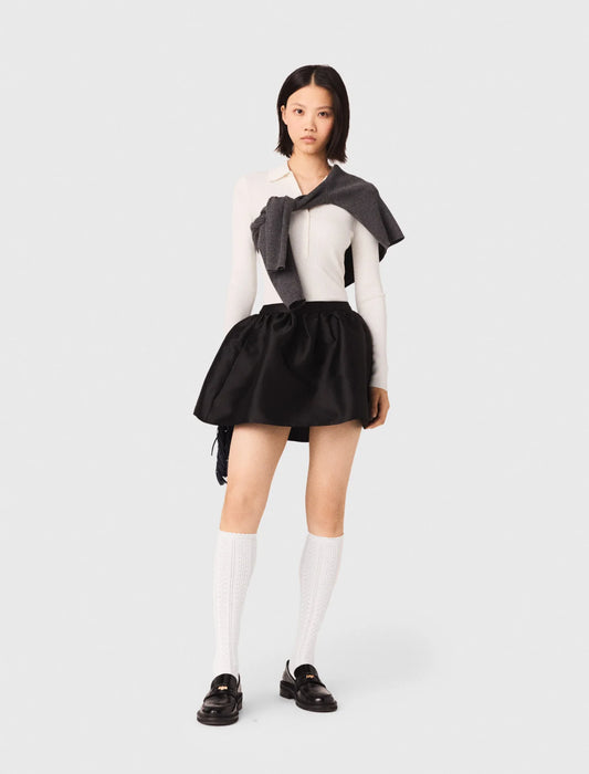 Falda globo corta de tafetán