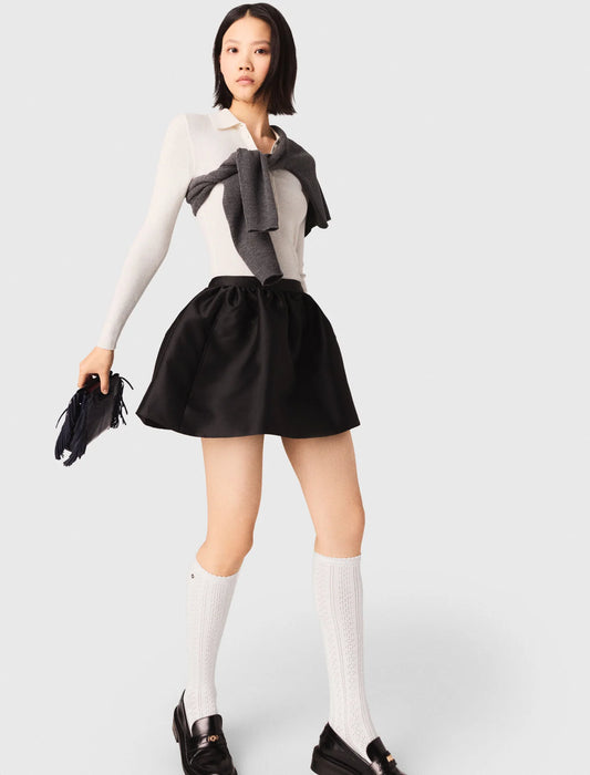 Falda globo corta de tafetán