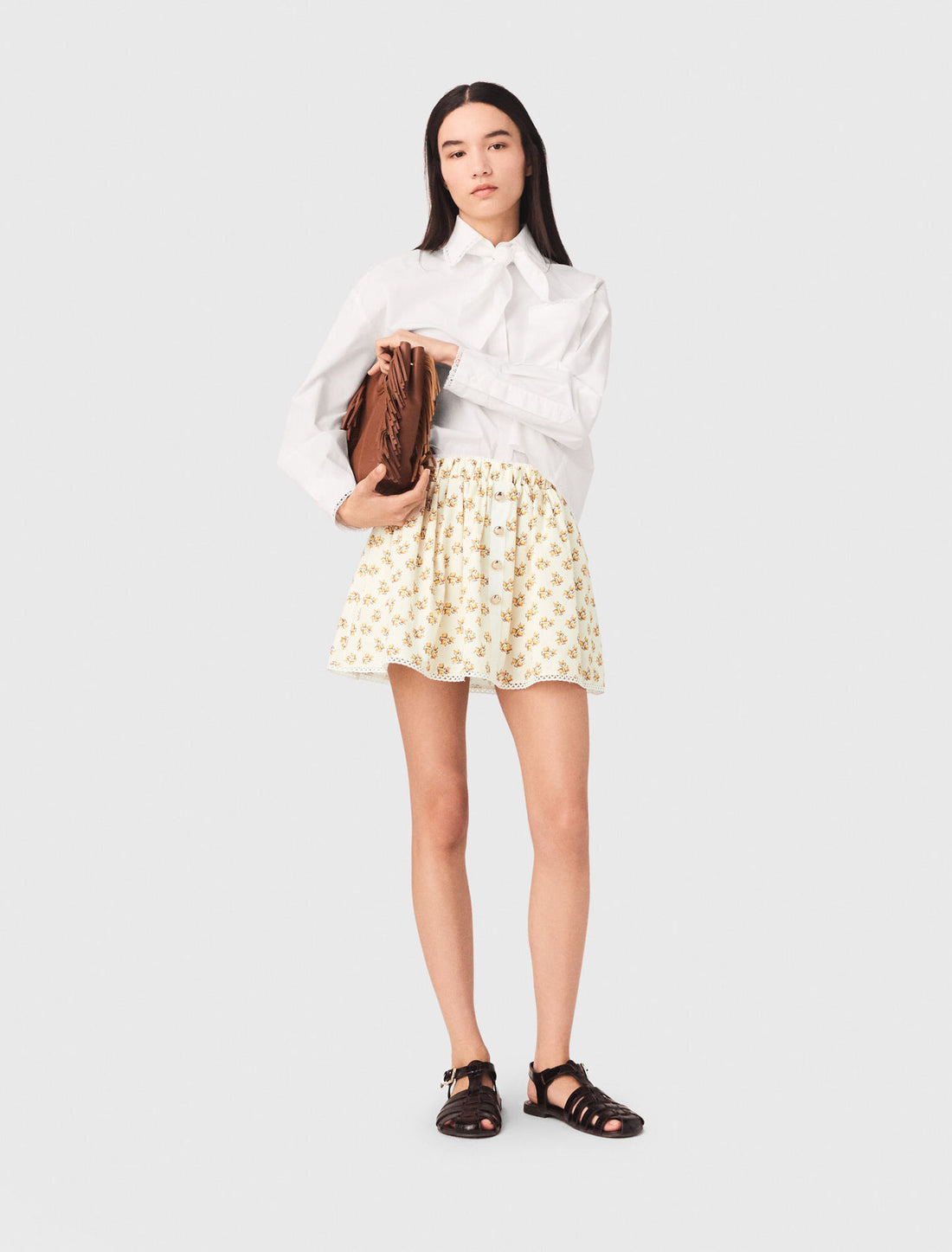 Falda estampada con galón croquet