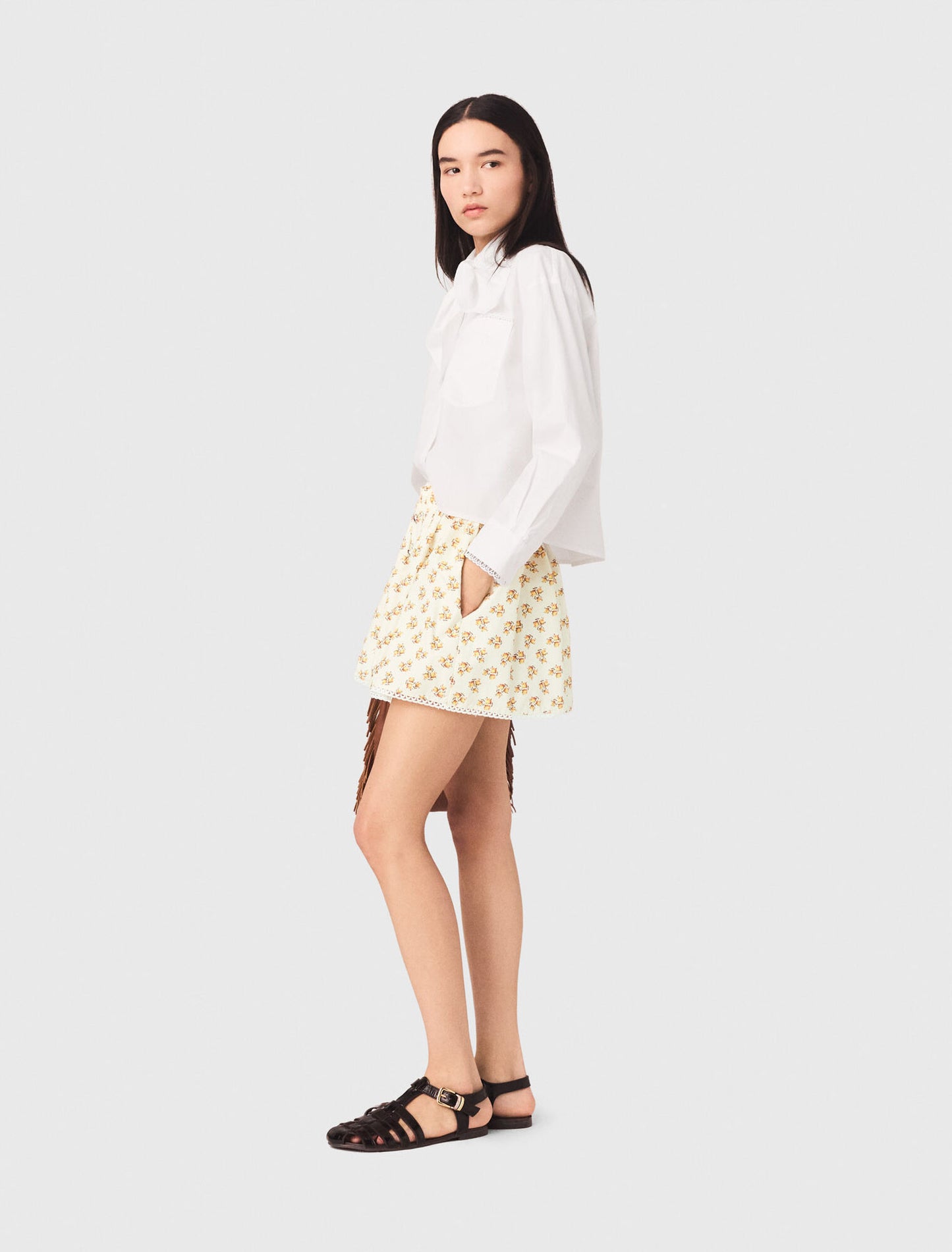 Falda estampada con galón croquet
