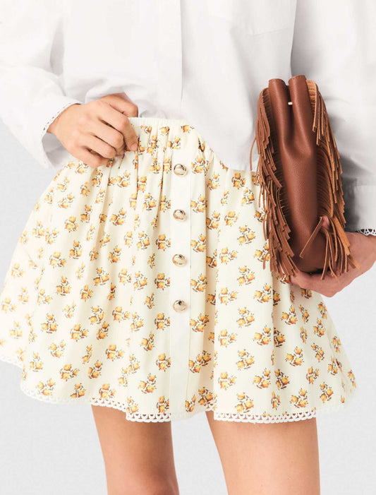 Falda estampada con galón croquet