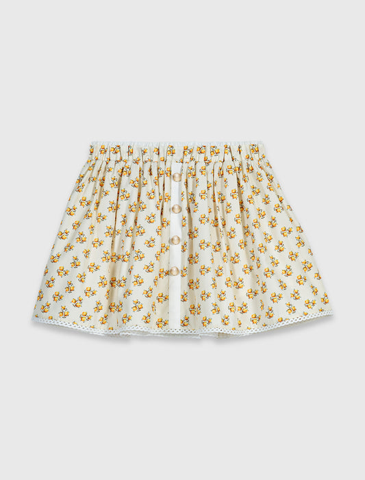 Falda estampada con galón croquet