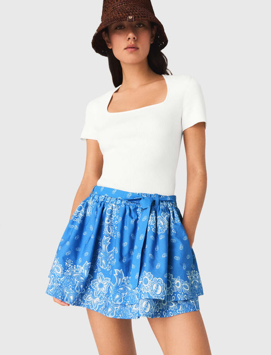 Falda con volantes estampada