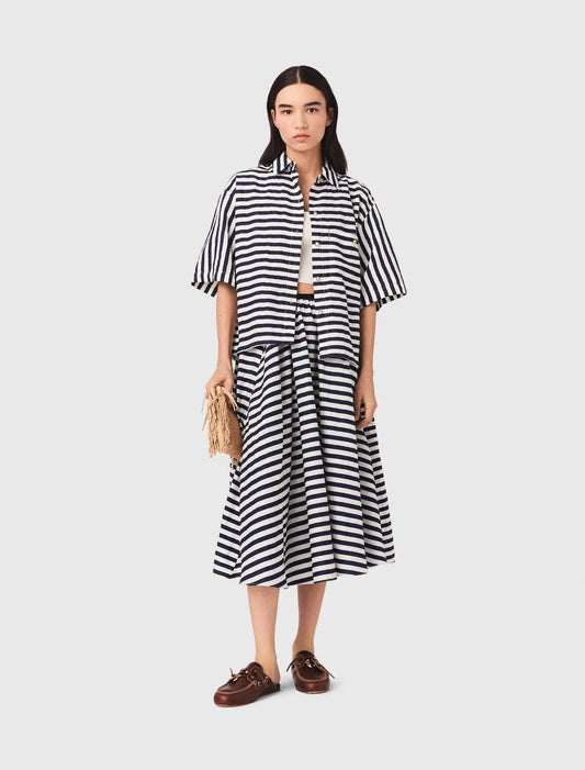 Falda semilarga de mezcla de lino