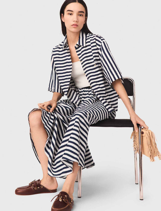 Falda semilarga de mezcla de lino