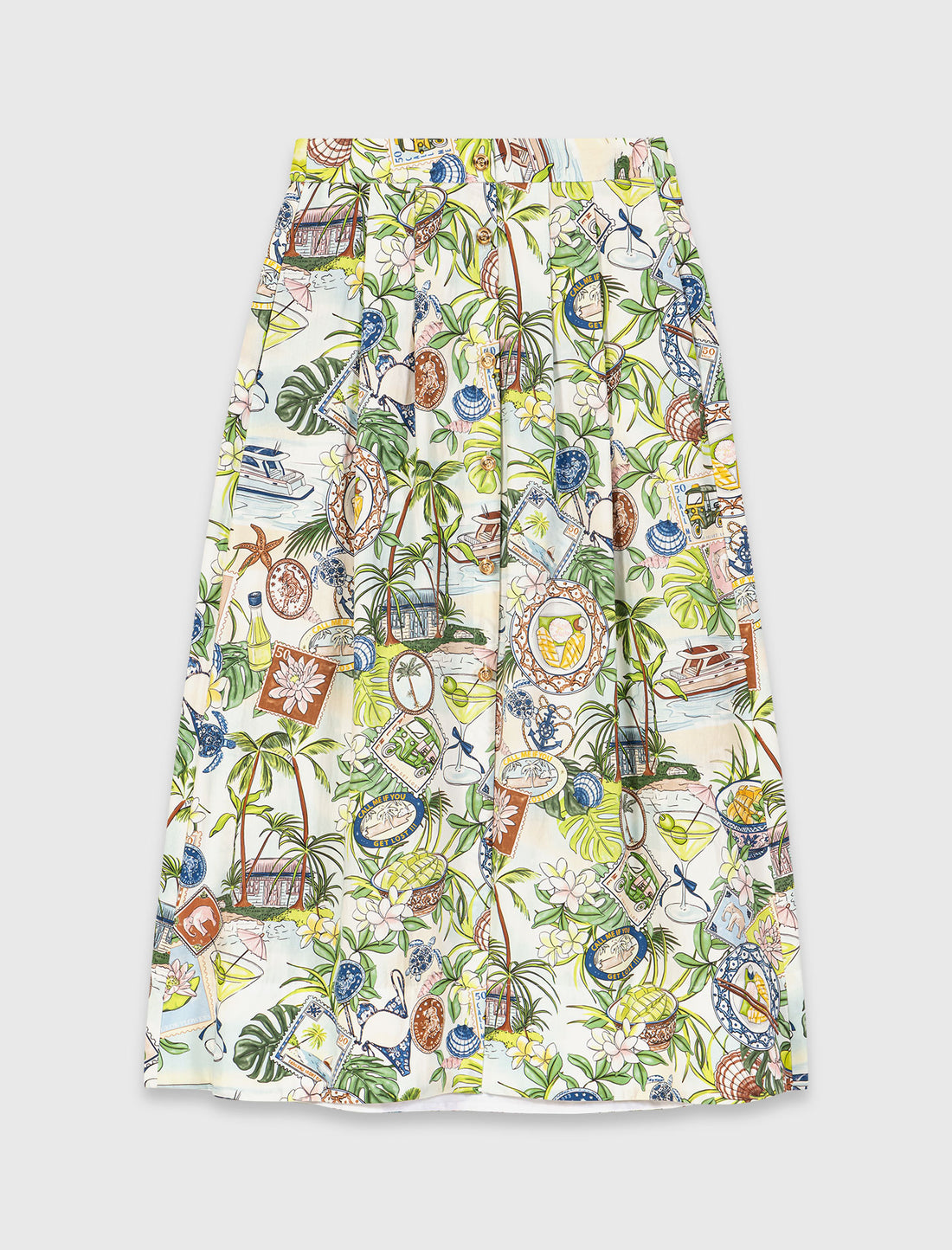 Falda larga estampada y short