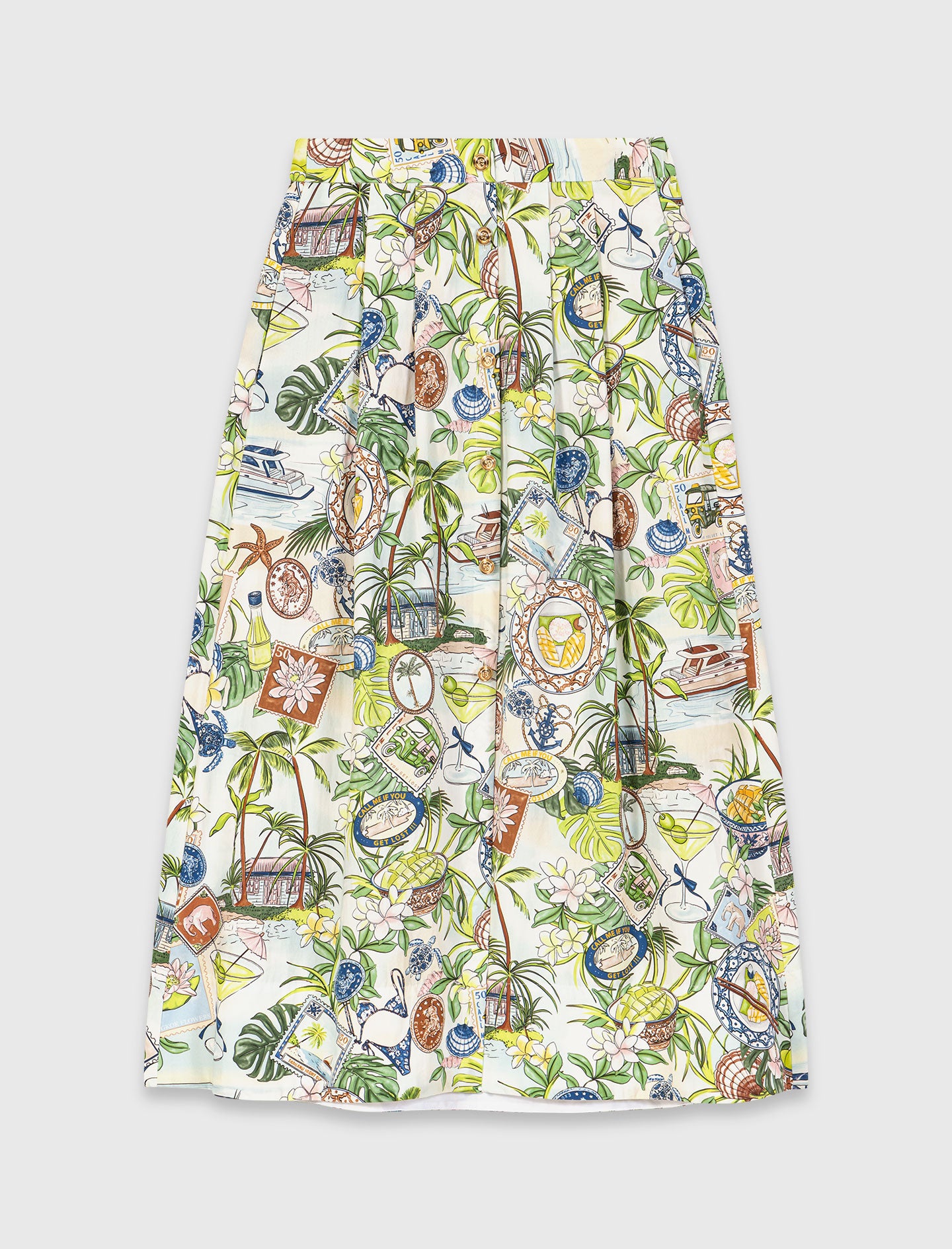 Falda larga estampada y short