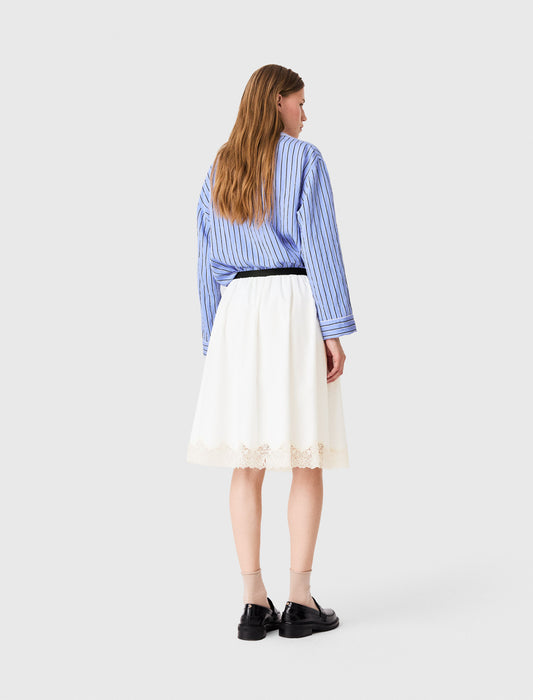 Falda semilarga de algodón y encaje
