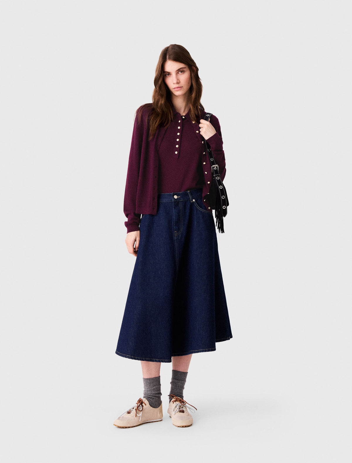 Falda semilarga evasé en denim