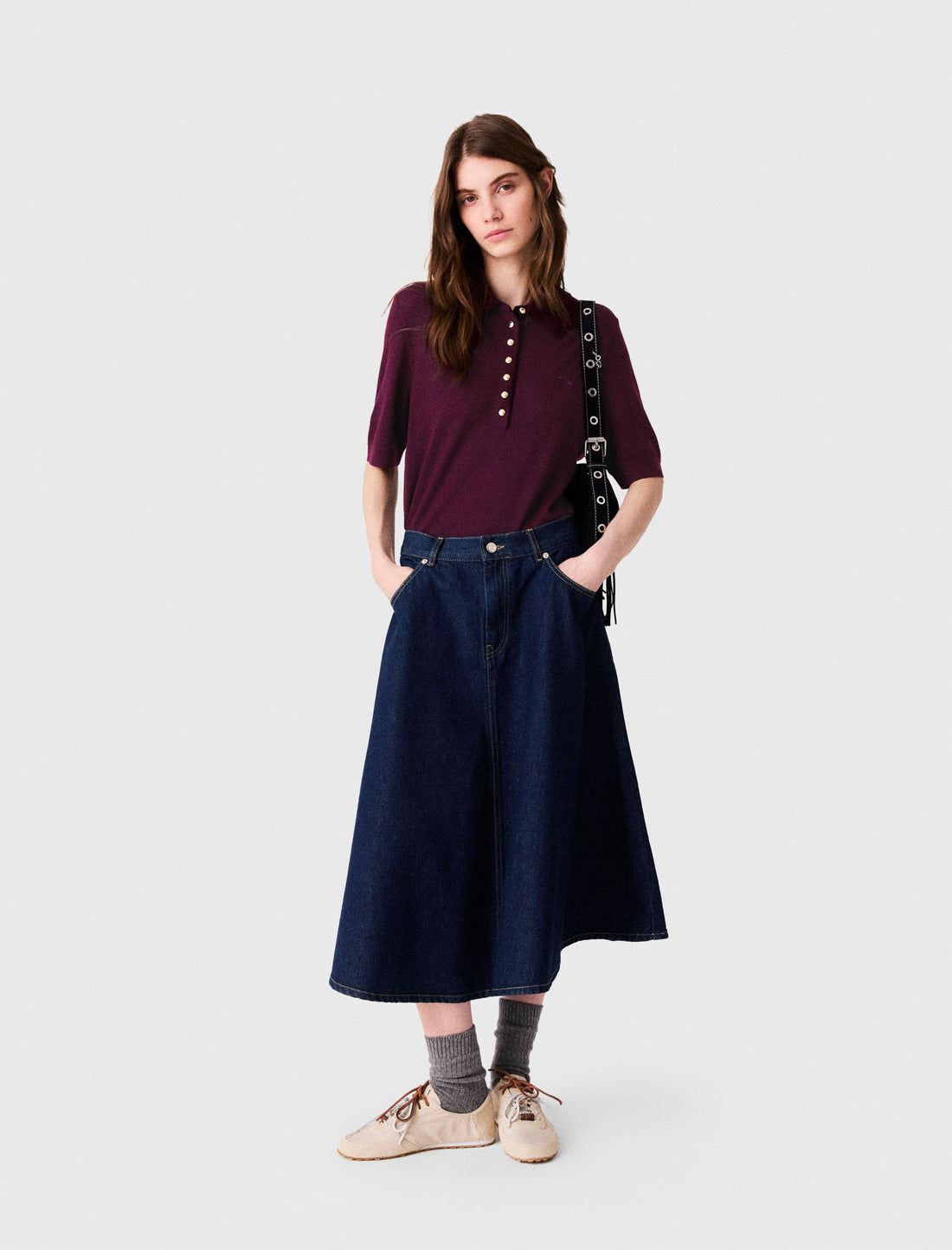 Falda semilarga evasé en denim