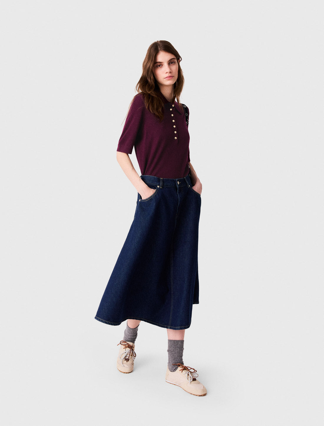 Falda semilarga evasé en denim