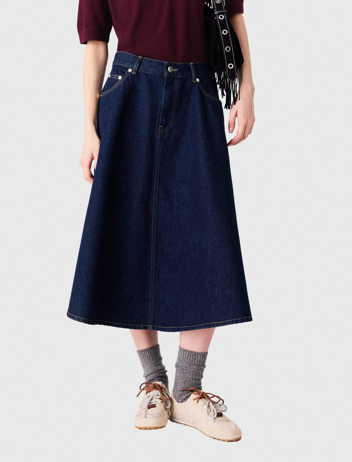 Falda semilarga evasé en denim