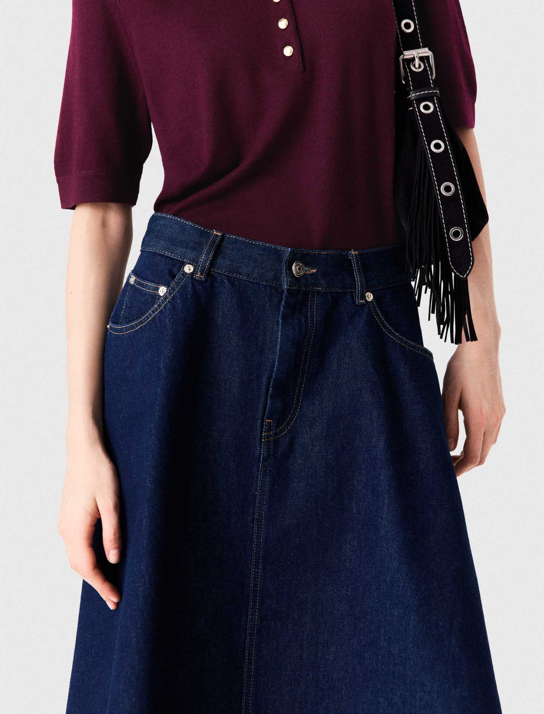 Falda semilarga evasé en denim