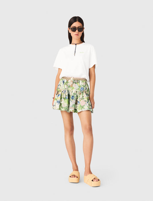 Falda con volantes estampada