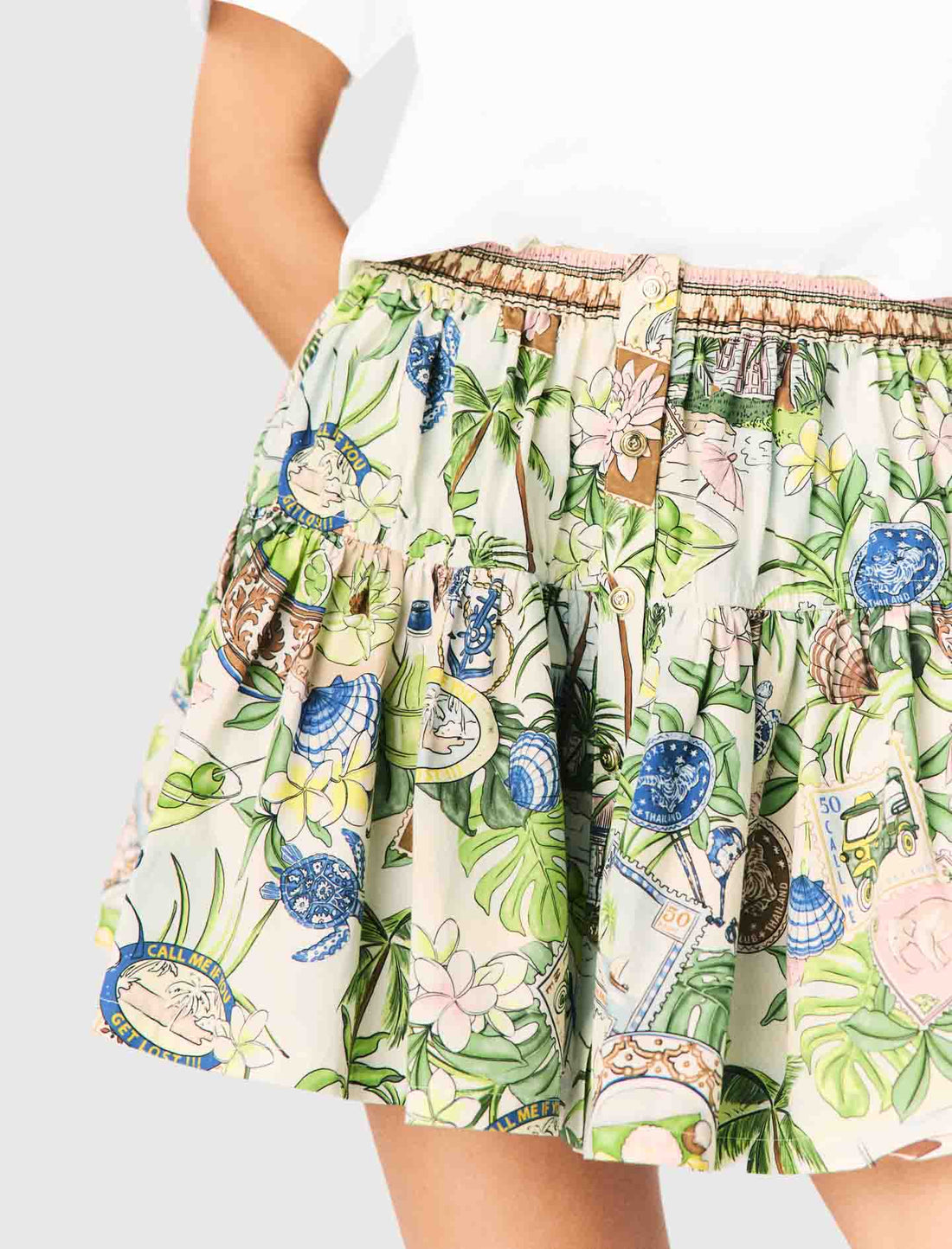 Falda con volantes estampada