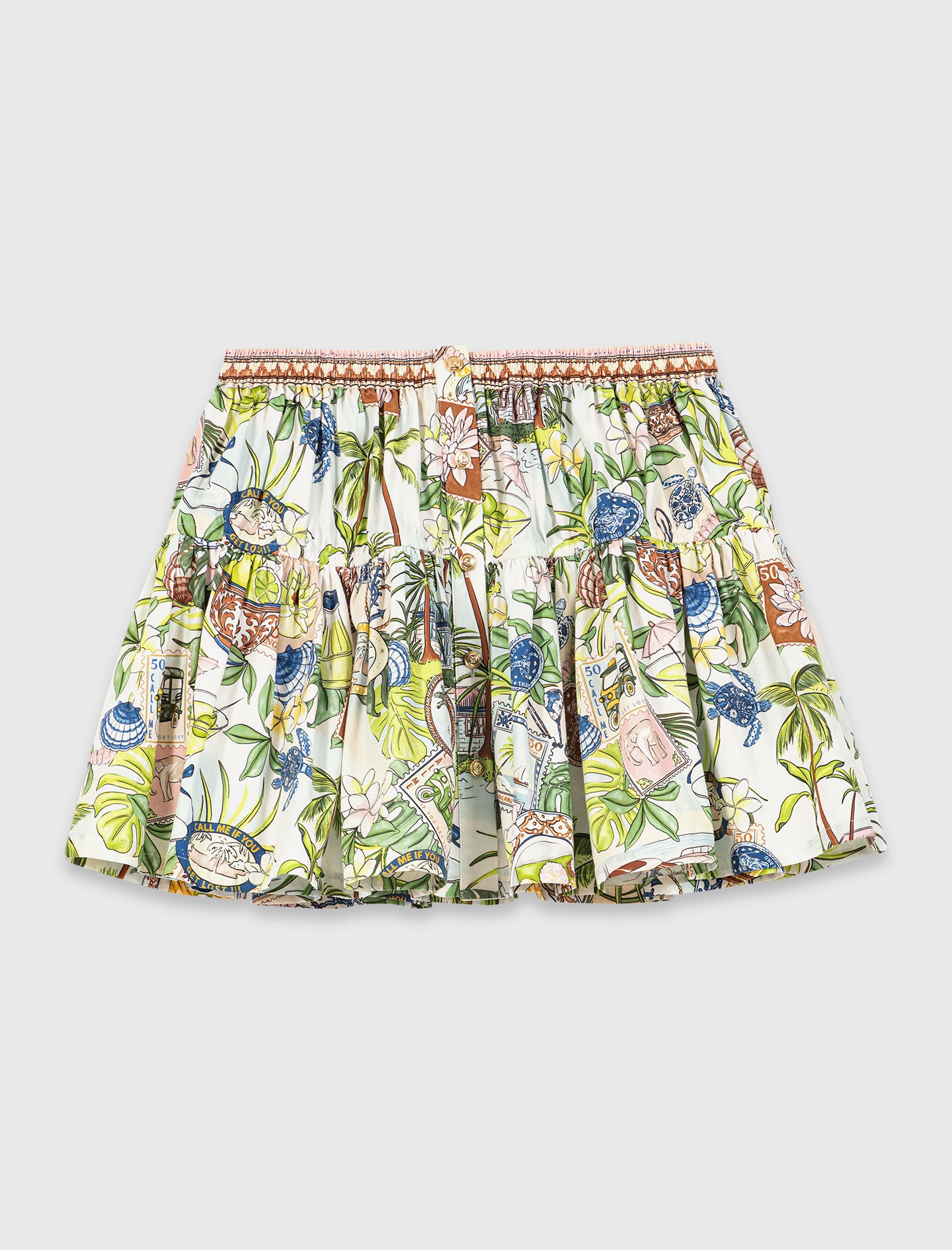 Falda con volantes estampada