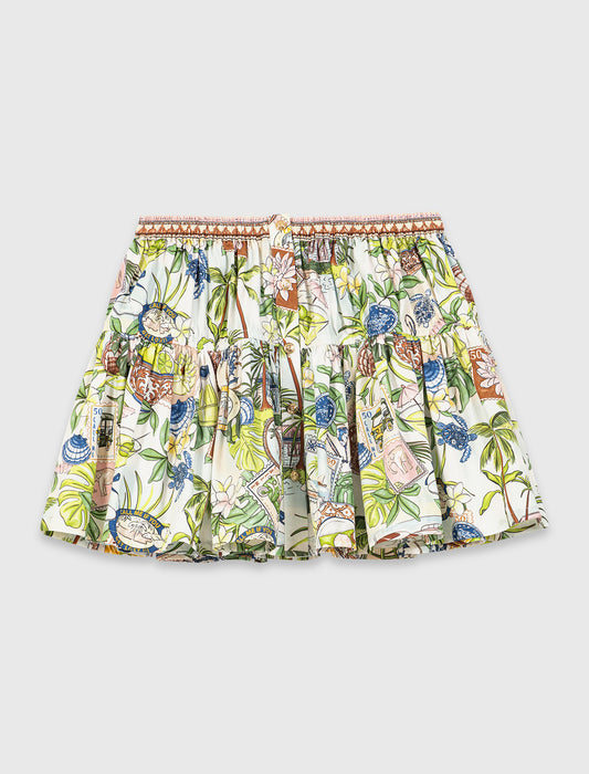 Falda con volantes estampada