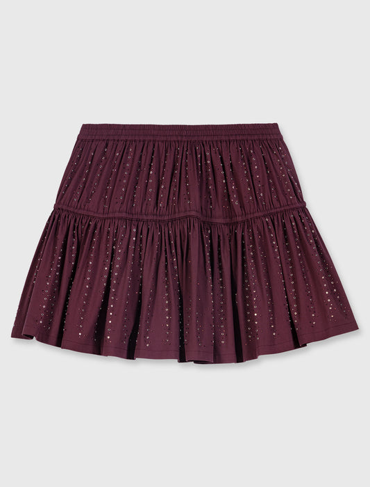 Falda corta de algodón con strass