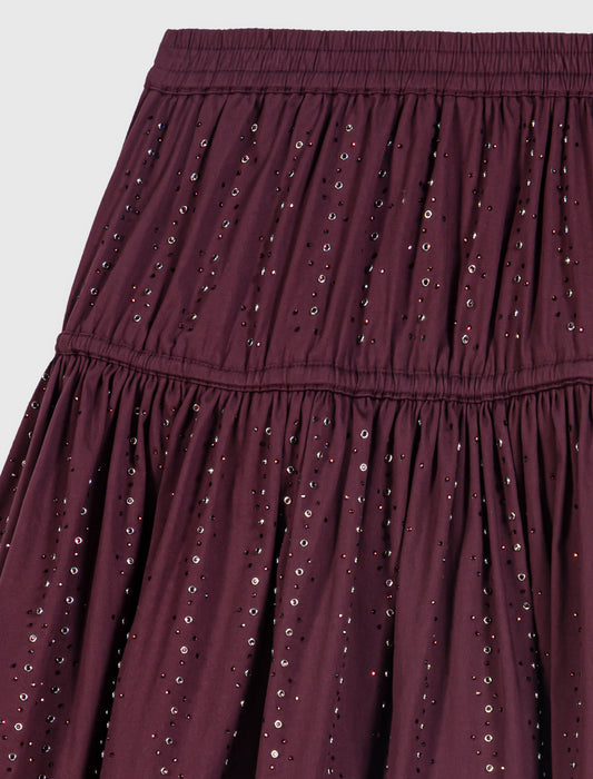 Falda corta de algodón con strass