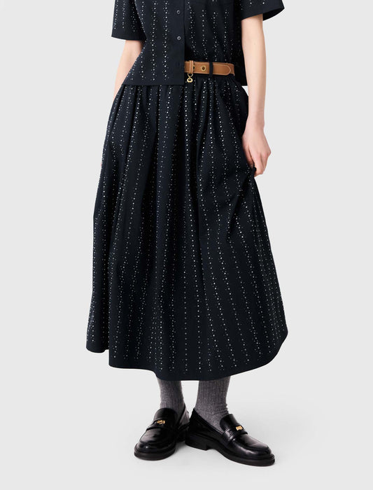 Falda larga de algodón con strass