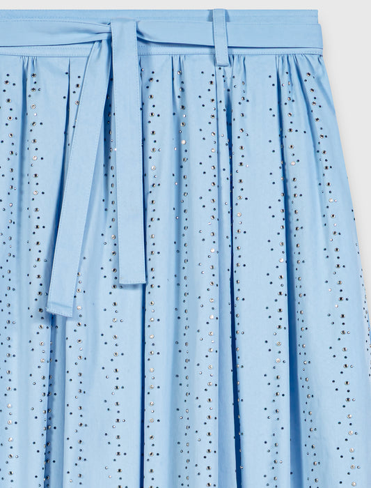 Falda larga de algodón con strass