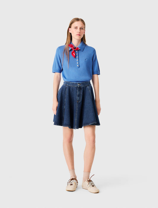Falda corta evasé en denim