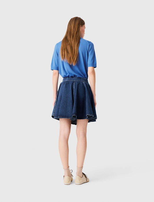 Falda corta evasé en denim