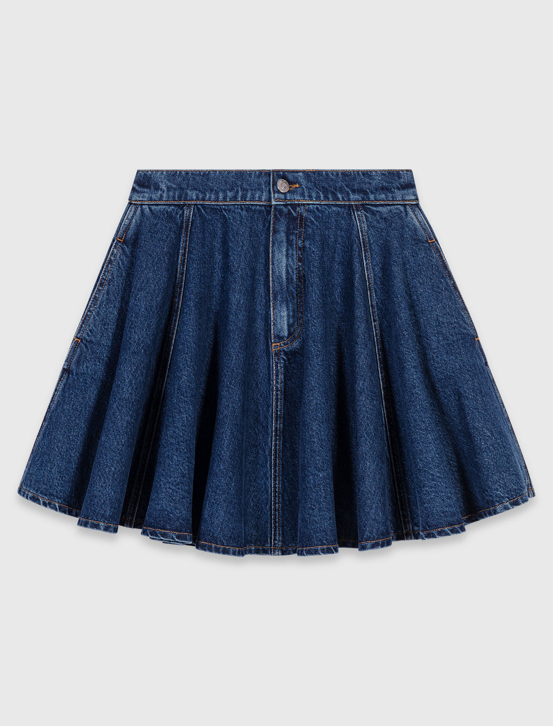Falda corta evasé en denim
