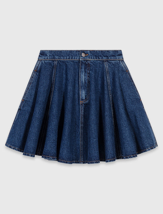 Falda corta evasé en denim