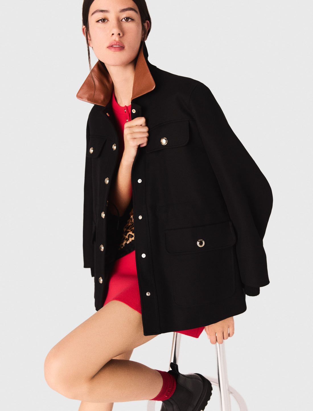 Parka cuello piel
