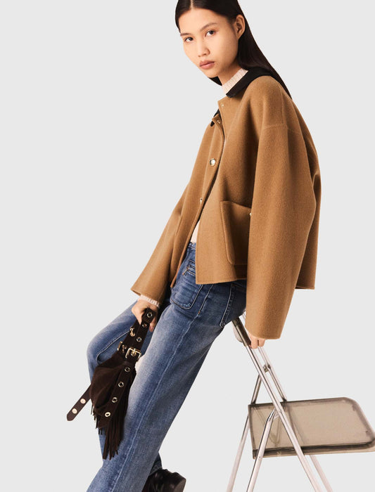 Abrigo reversible cuello de piel