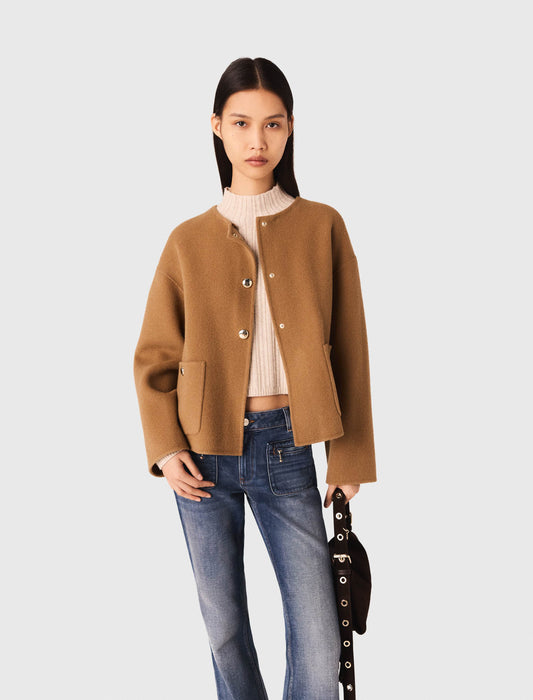 Abrigo reversible cuello de piel