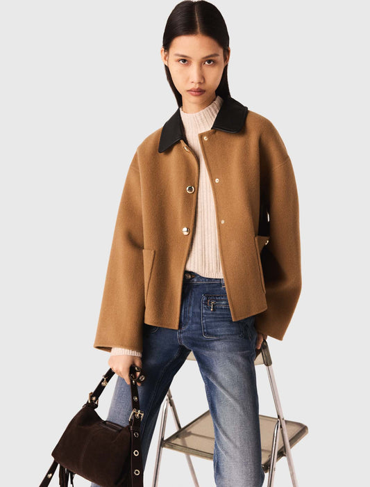 Abrigo reversible cuello de piel