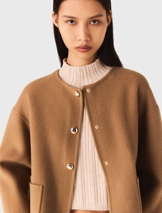 Abrigo reversible cuello de piel