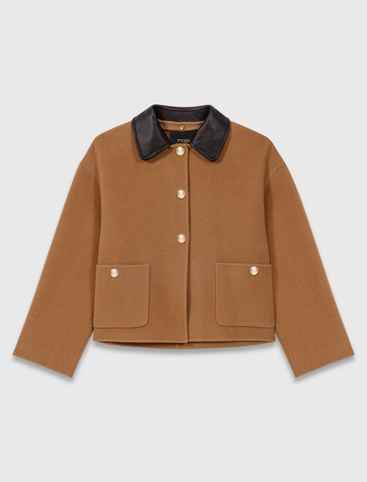 Abrigo reversible cuello de piel