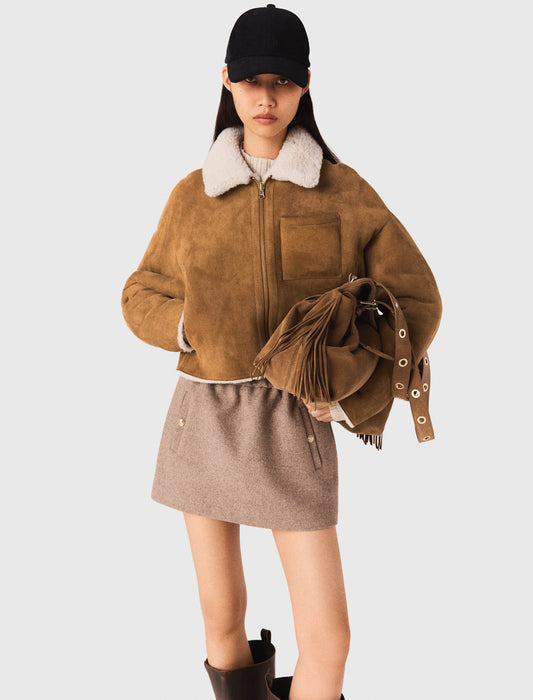 Abrigo de piel cordero reversible