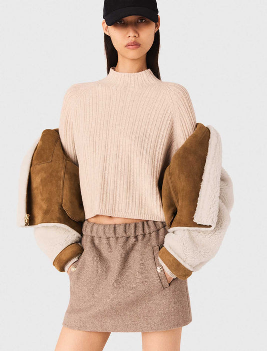 Abrigo de piel cordero reversible