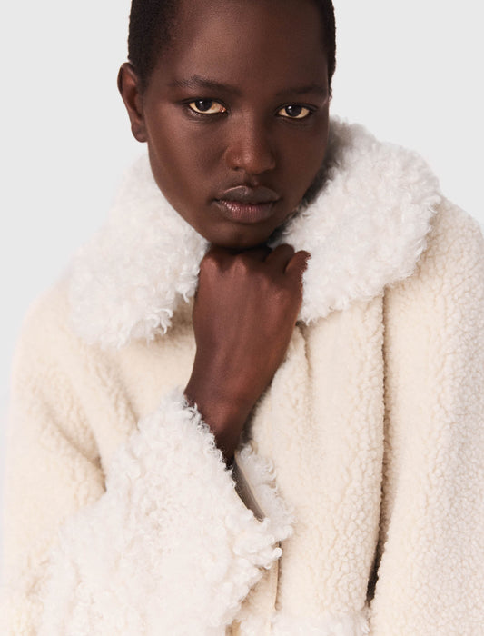 Abrigo largo de piel sintética