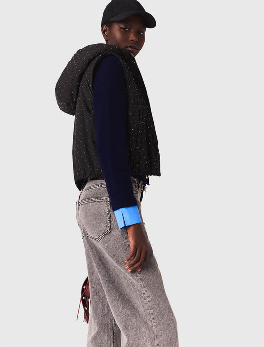 Plumífero sin mangas con strass