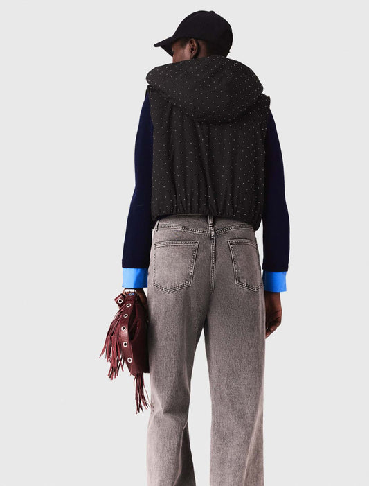 Plumífero sin mangas con strass