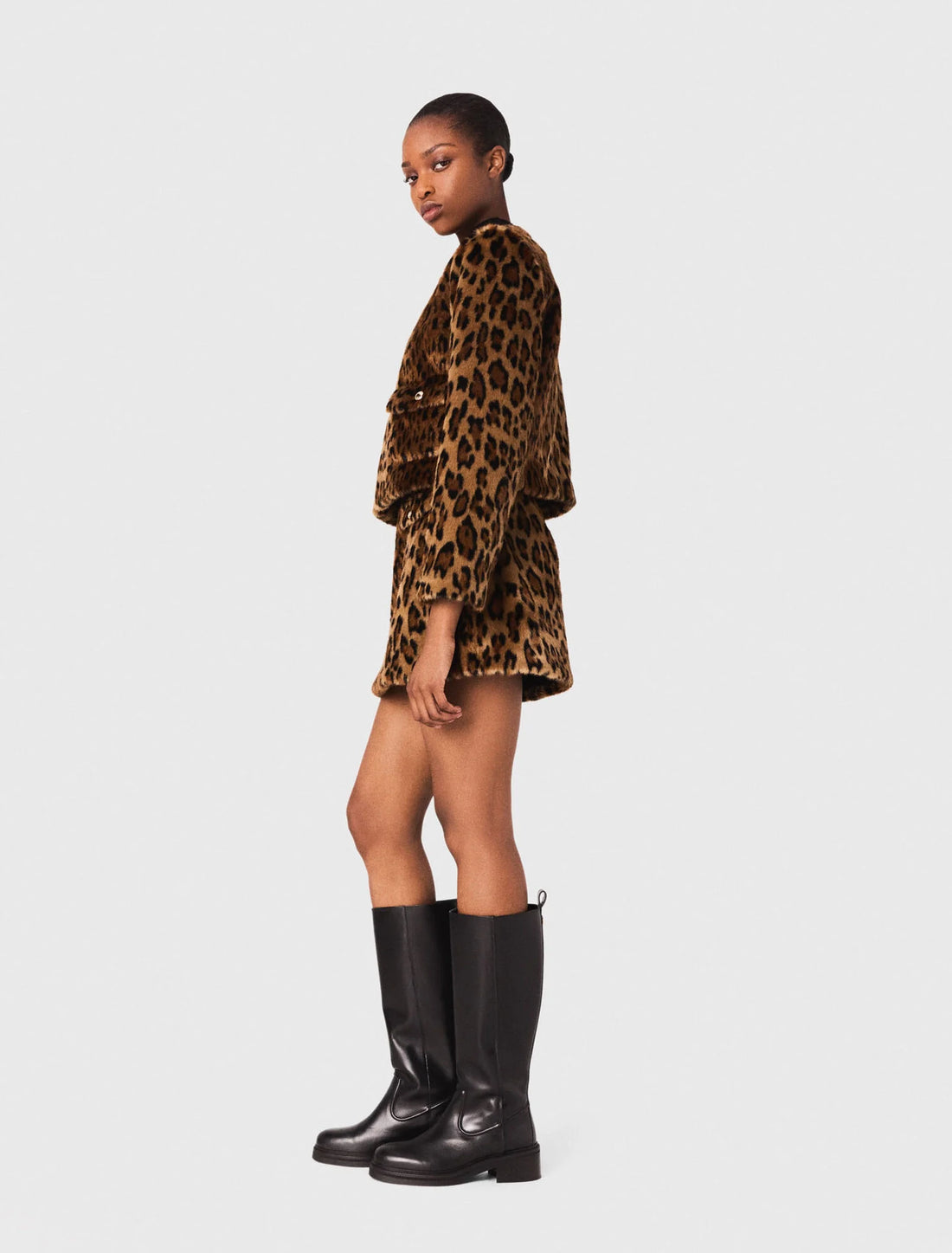 Chaqueta de piel sintética leopardo