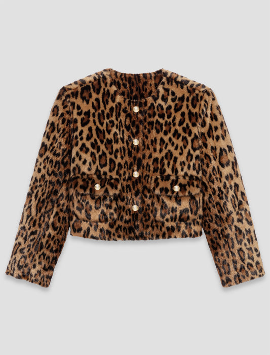 Chaqueta de piel sintética leopardo