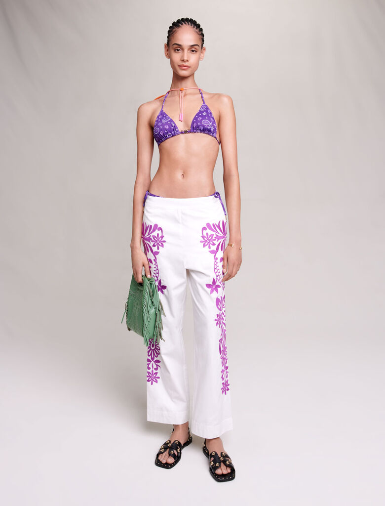 Pantalón ancho bordado