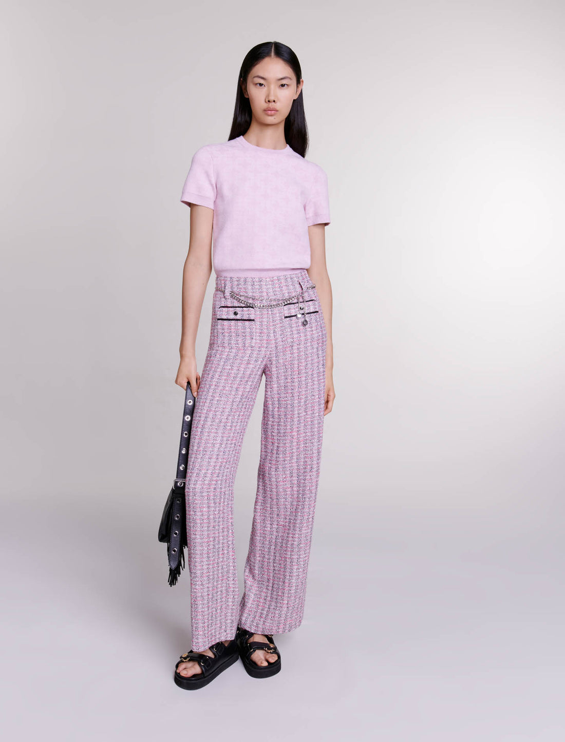 Pantalón ancho de tweed