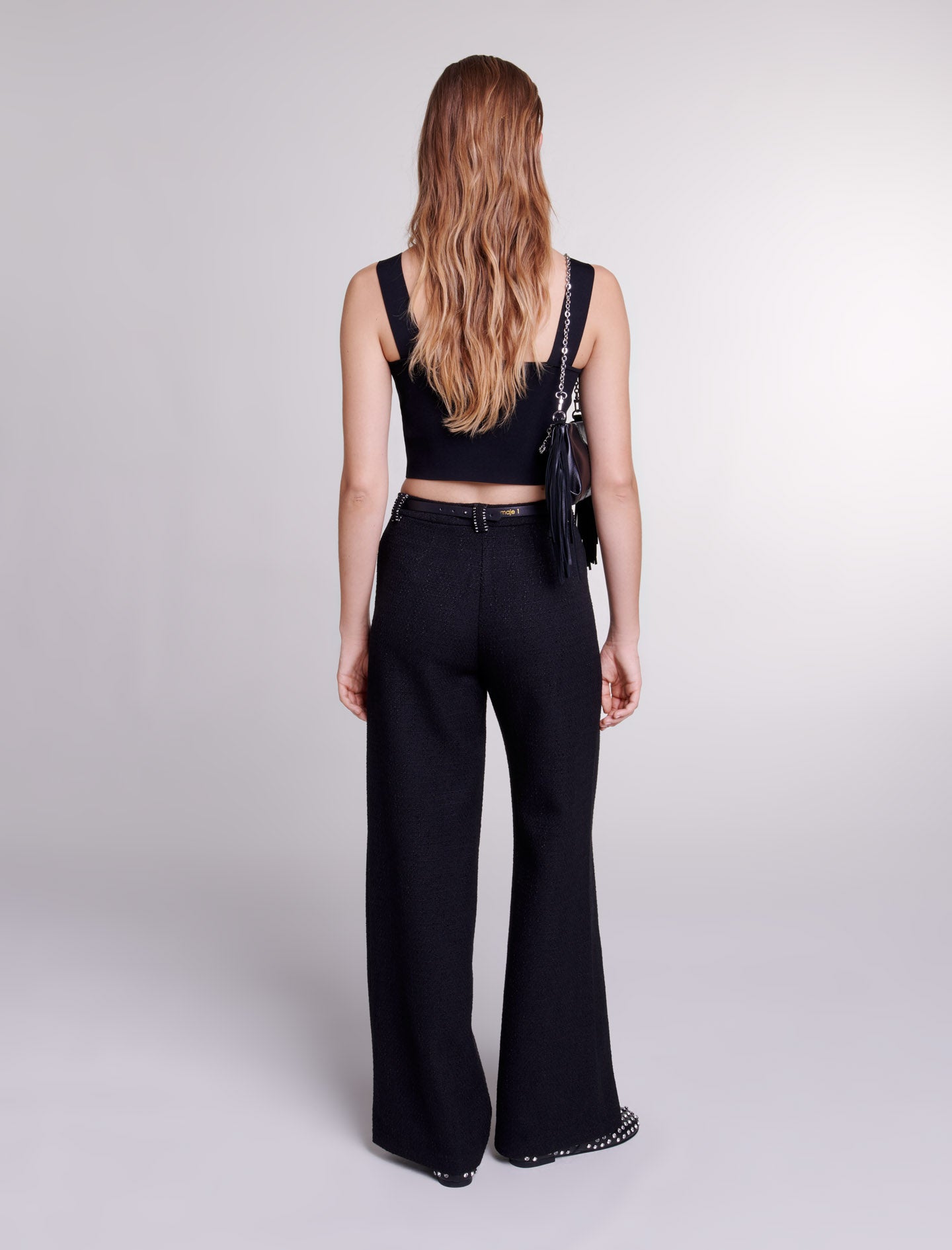 Pantalón ancho de tweed