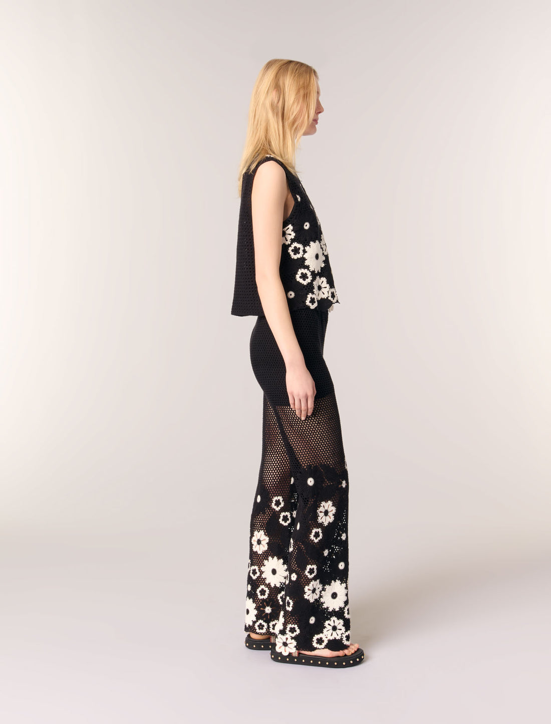 Pantalón de ganchillo floral