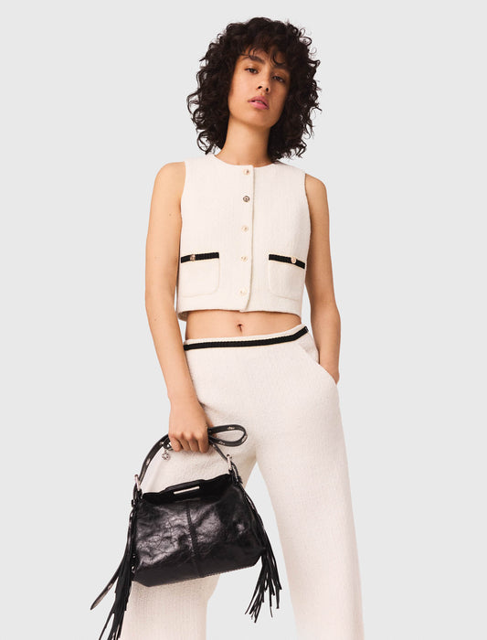 Pantalón anchos efecto tweed