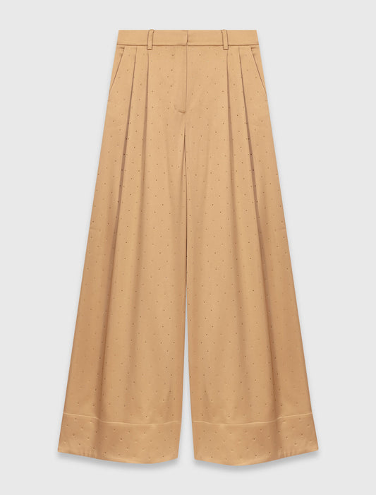 Pantalón satinado con strass